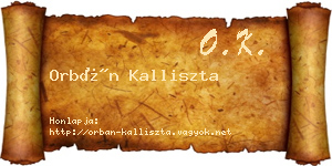 Orbán Kalliszta névjegykártya