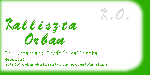 kalliszta orban business card